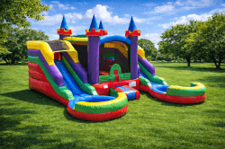 Rainbow Castle Bounce House Combo