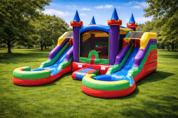 Rainbow Castle Bounce House Combo